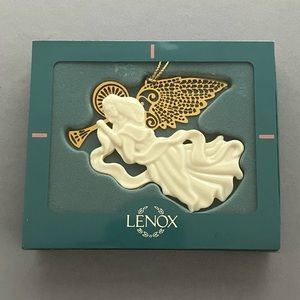 Lenox Christmas Gold Herald Angel Ornament, In box, Porcelain & metal